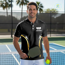 Load image into Gallery viewer, Custom Black &amp; Gold Pickleball Paddle &amp; Ball Team Jerseys Pickleball League Shirts For Men NYN2157