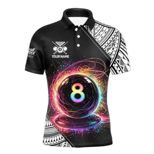 Rainbow 8 Ball Pool Polo & 1/4-Zip Shirt For Men Personalized Tribal 8 Ball Billiard Gifts NYN2425
