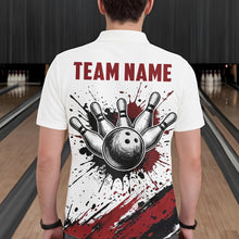 Load image into Gallery viewer, Black And Red Splatter Paint Bowling Ball &amp; Pins Shirts Custom Team Bowling Attire For Men NYN3446