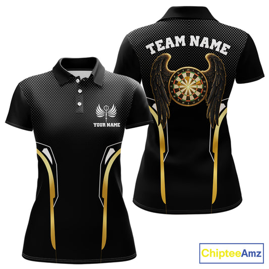 Personalized Gold Wings Dartboard Halftone Darts Polo Shirt For Women Dart League Jerseys NYN2172