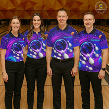 Load image into Gallery viewer, Purple blue abstract bowling team shirts custom bowling jerseys for league and tournament teams