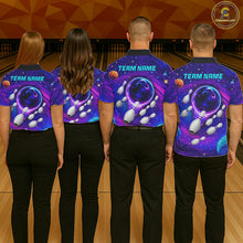 Load image into Gallery viewer, Purple blue abstract bowling team shirts custom bowling jerseys for league and tournament teams