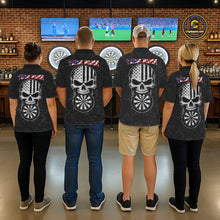 Load image into Gallery viewer, Dart team wearing Patriotic Skull Eagle Black Custom Jerseys, USA Dart Tournament Team Uniforms