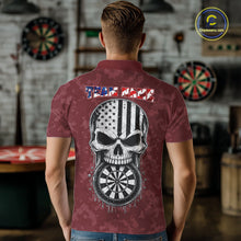 Load image into Gallery viewer, Male model wearing Patriotic Skull Eagle Red Darts Polo, Personalized USA Tournament Jersey