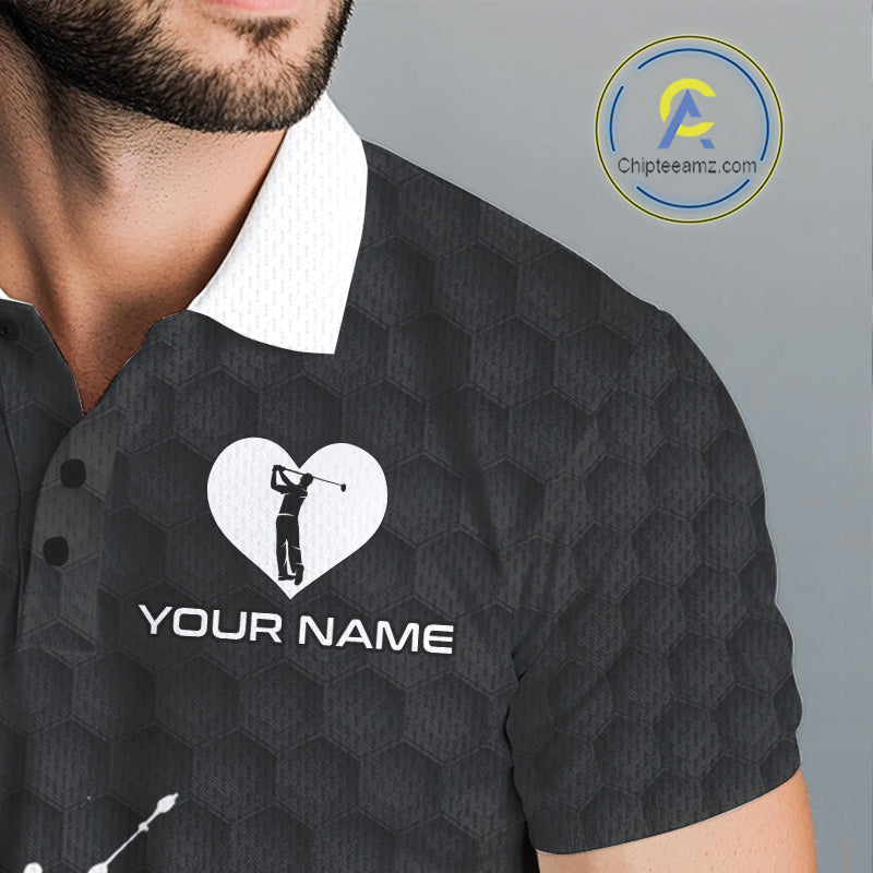 Red Hearts Poker Mens Golf Polo Shirt Custom Name Splatter Poker Golf Top For Team, Golf Gift NYN4035