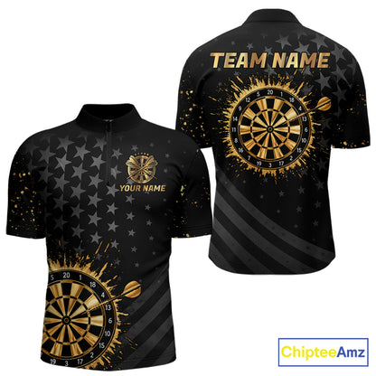 Custom Gold Holographic Dart Team Shirts For Men Splatter Dart Tournament Jerseys NYN4045
