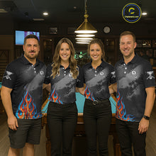 Load image into Gallery viewer, Blue And Red Flames 8 Ball Pool Women Polo &amp; 1/4-Zip Team Shirts Custom Billiards Ball Apparel NYN2460
