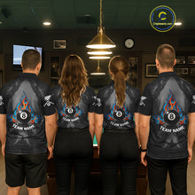 Load image into Gallery viewer, Blue And Red Flames 8 Ball Pool Women Polo &amp; 1/4-Zip Team Shirts Custom Billiards Ball Apparel NYN2460