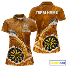 Load image into Gallery viewer, Cheer Beer Dartboard Women Dart Polo 1/4-Zip Shirt Custom Barley &amp; Hops Patten Dart Team Attire NYN3213
