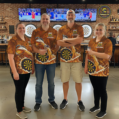 Cheer Beer Dartboard Women Dart Polo 1/4-Zip Shirt Custom Barley & Hops Patten Dart Team Attire NYN3213