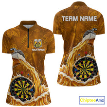 Load image into Gallery viewer, Cheer Beer Dartboard Women Dart Polo 1/4-Zip Shirt Custom Barley &amp; Hops Patten Dart Team Attire NYN3213