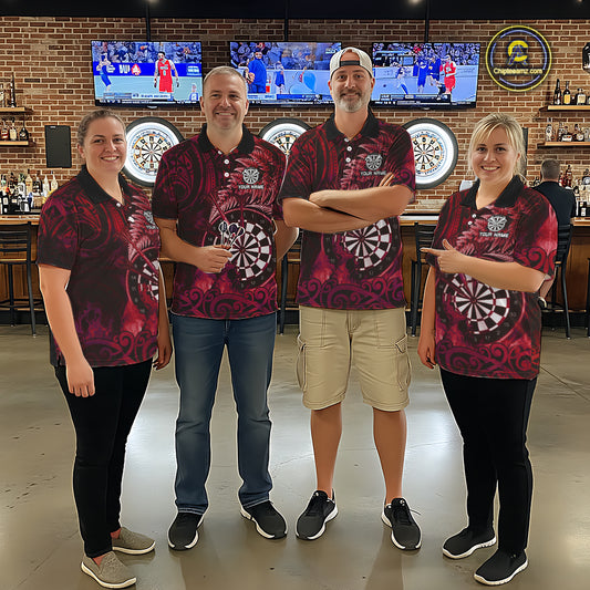Personalized Fern Leaves Red Fire Tribal Dart Quarter-Zip Shirts For Women Dart Team Jerseys NYN2192