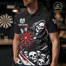 Load image into Gallery viewer, Red Dripping Grim Reaper Dartboard Skull Dart Polo Shirts For Men Custom Name For Dart Players NYN2684