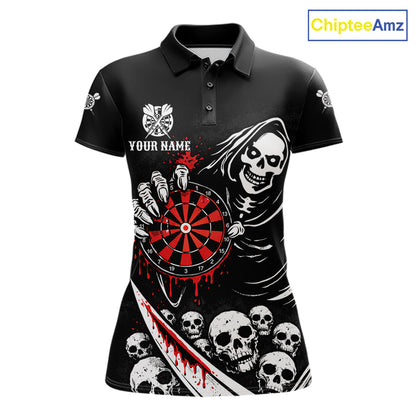 Red Dripping Grim Reaper Dartboard Skull Dart Polo Shirts For Women Custom Name For Dart Players NYN2684