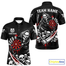 Load image into Gallery viewer, Red Dripping Grim Reaper Dartboard Skull Dart Polo Shirts For Men Custom Name For Dart Players NYN2684