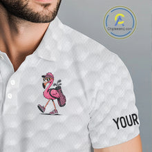 Load image into Gallery viewer, Camouflage Mens Golf Polo Shirt Custom Pink Funny Flamingo Pattern White Golf Team Shirts NYN2835