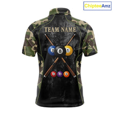 Load image into Gallery viewer, Black Grunge Camouflage Billiard Pool Shirt For Men Custom 8 Ball Billiard Team Jersey NYN3065