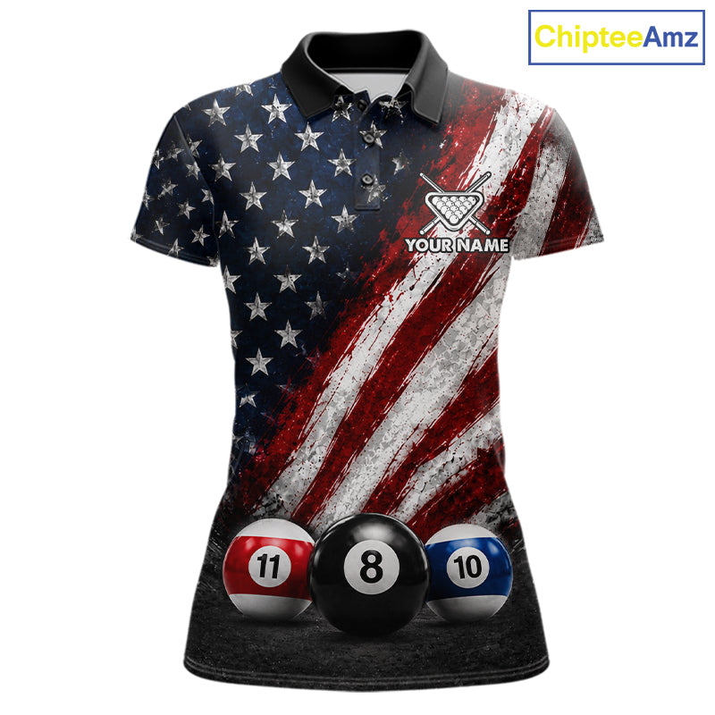 Grunge American Flag 8 Ball Eagle Billiard Shirt For Women Personalized Pool Billiard Team Jersey NYN3784
