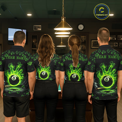 St Patrick's Day Green Smokes Hand Ball 8 Billiards Pool Shirt For Women Personalized Billiard Team Names NYN2694