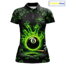 Load image into Gallery viewer, St Patrick's Day Green Smokes Hand Ball 8 Billiards Pool Shirt For Women Personalized Billiard Team Names NYN2694