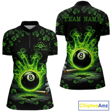 Load image into Gallery viewer, St Patrick's Day Green Smokes Hand Ball 8 Billiards Pool Shirt For Women Personalized Billiard Team Names NYN2694