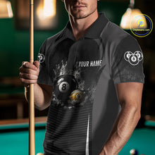Load image into Gallery viewer, Personalized Grunge Crown 8 Ball &amp; 9 Ball Billiard Pool Shirt For Men Custom Billiard Team Jersey NYN3216