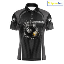 Load image into Gallery viewer, Personalized Grunge Crown 8 Ball &amp; 9 Ball Billiard Pool Shirt For Men Custom Billiard Team Jersey NYN3216