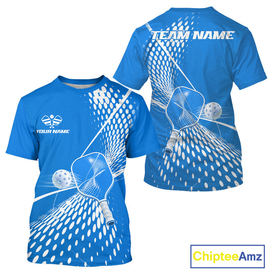 Custom Blue And White Pickleball T-Shirts For Men Pickleball Tournament Shirts Team Uniform NYN4105