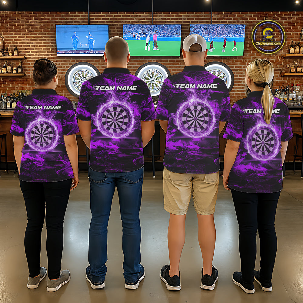Black And Purple Smoking Dartboard & Arrow Women Darts Quarter-Zip Shirt Custom Dart Team Jerseys NYN2512
