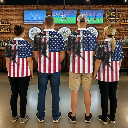Personalized American Flag Black Splatter Dart 1/4-Zip Shirts For Men Custom Dart Team Jerseys NYN2711