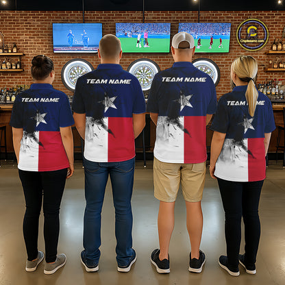 Personalized Texas Flag Black Splatter Dart 1/4-Zip Shirts For Women Custom Dart Team Jerseys NYN2712