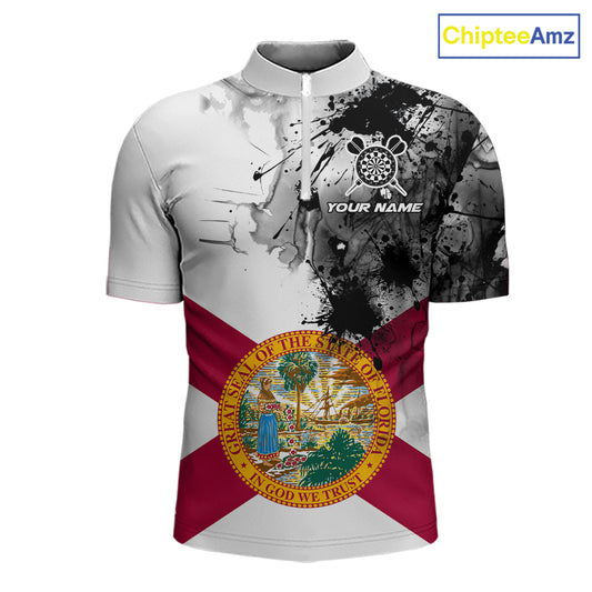 Personalized Florida Flag Black Splatter Dart 1/4-Zip Shirts For Men Custom Dart Team Jerseys NYN2713
