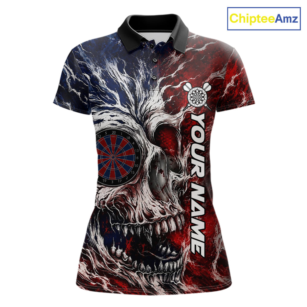 Red And Blue Smoking Skull Dartboard Women Darts Shirt Personalized Team Darts Jersey NYN3246