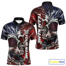 Load image into Gallery viewer, Red And Blue Smoking Skull Dartboard Mens Darts Shirt Personalized Team Darts Jersey NYN3246