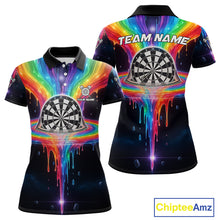 Load image into Gallery viewer, Custom Dripping Rainbow Dartboard Darts Polo Shirt For Women Multicolor Dart Jerseys NYN1961