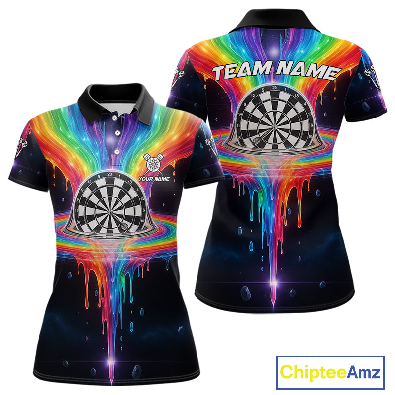 Custom Dripping Rainbow Dartboard Darts Polo Shirt For Women Multicolor Dart Jerseys NYN1961