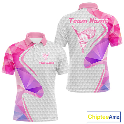 Pink And Purple Diamond Geometric Golf Polo Golf Shirts For Men Custom Golf Team Attire NYN3248