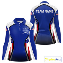 Load image into Gallery viewer, Grunge American Flag Golf Polo Shirts For Women Custom Golf Team Attire For Golfers | Blue NYN3257