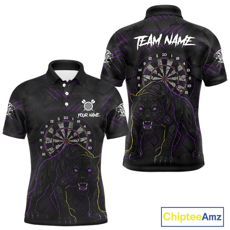 Custom Purple Yellow Tiger Cracked Grunge Dartboard Men Darts Polo Shirt Darts Jersey NYN1973