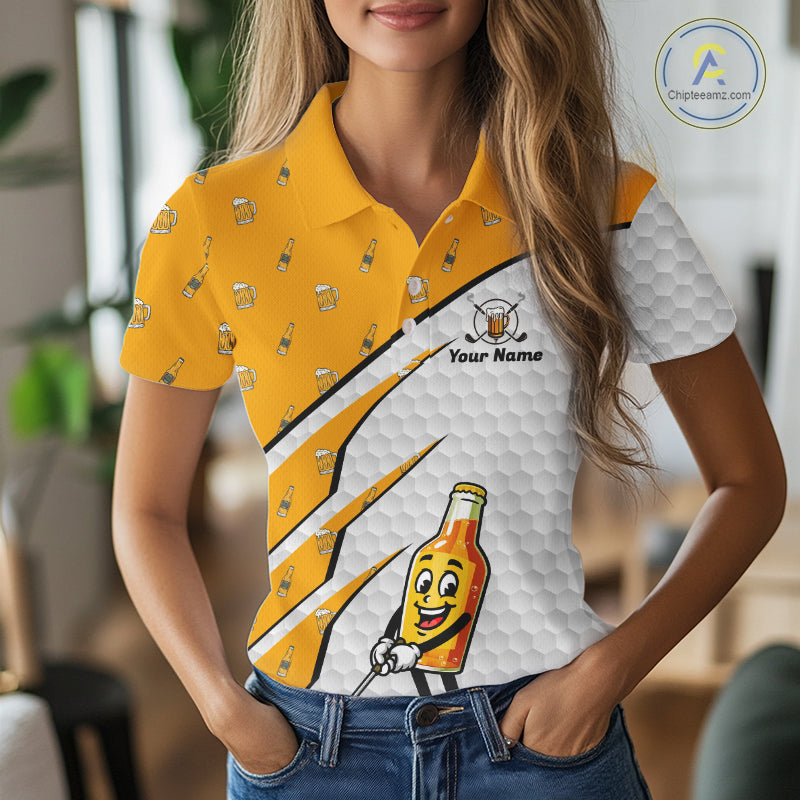 Funny Womens Golf Polo Team Shirt Personalized Cheer Beer Clothing Golf Tops For Golfers NYN3260