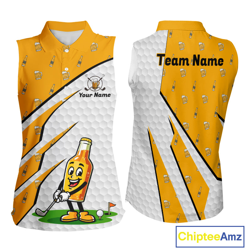 Funny Womens Golf Sleeveless Polo Shirt Personalized Cheer Beer Clothing Golf Tops For Golfers NYN3260
