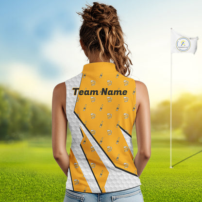 Funny Womens Golf Sleeveless Polo Shirt Personalized Cheer Beer Clothing Golf Tops For Golfers NYN3260