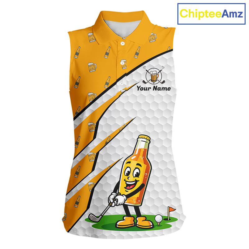 Funny Womens Golf Sleeveless Polo Shirt Personalized Cheer Beer Clothing Golf Tops For Golfers NYN3260