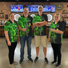 Load image into Gallery viewer, Funny Skeleton St Patrick's Day Men Darts Quarter-Zip Shirt Custom Flame Shamrock Darts Team Jersey NYN2529