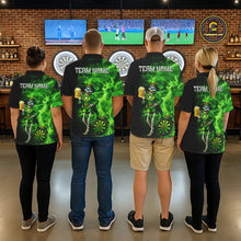 Load image into Gallery viewer, Funny Skeleton St Patrick's Day Men Darts Quarter-Zip Shirt Custom Flame Shamrock Darts Team Jersey NYN2529