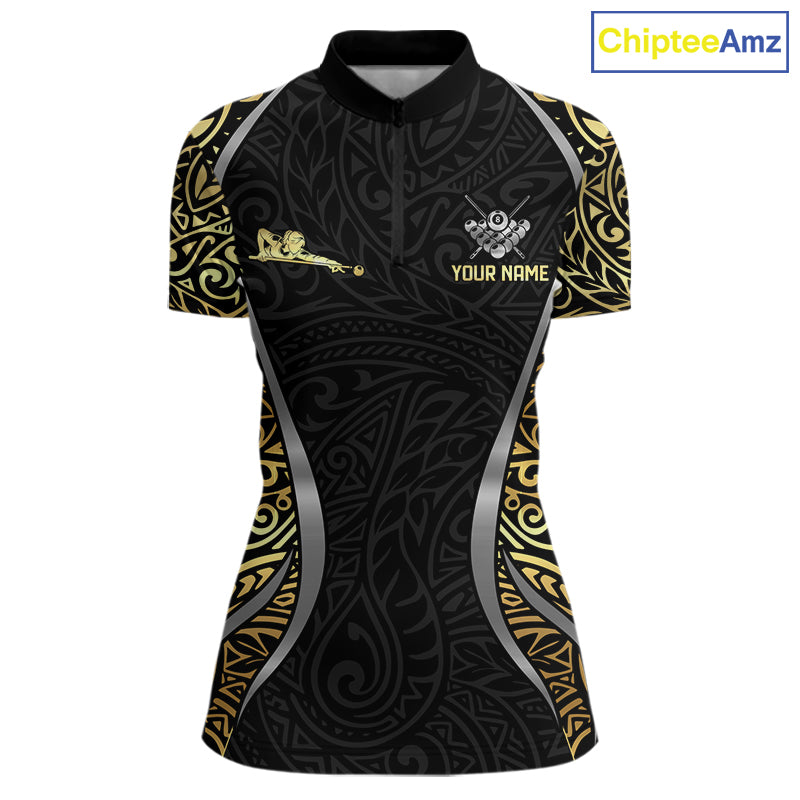 Personalized 8 Ball Pool Crown Women Billiard Shirts Gold And Silver Tribal Billiard Pool Jerseys NYN2894