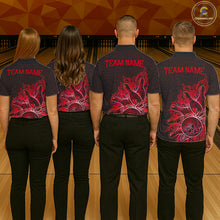 Load image into Gallery viewer, Men women bowling team wearing Red Tribal Pattern Bowling Ball bowling team uniforms
