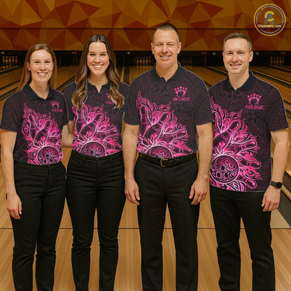 Pink Tribal Pattern Bowling Ball Jersey For Men Custom Tribal Team Shirts Bowling League NYN3571