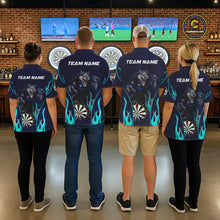 Load image into Gallery viewer, Personalized Funny Wolf Blue Flaming Darts Men Polo &amp; 1/4-Zip Dart Shirt Wolf Dart Team Jerseys NYN2900