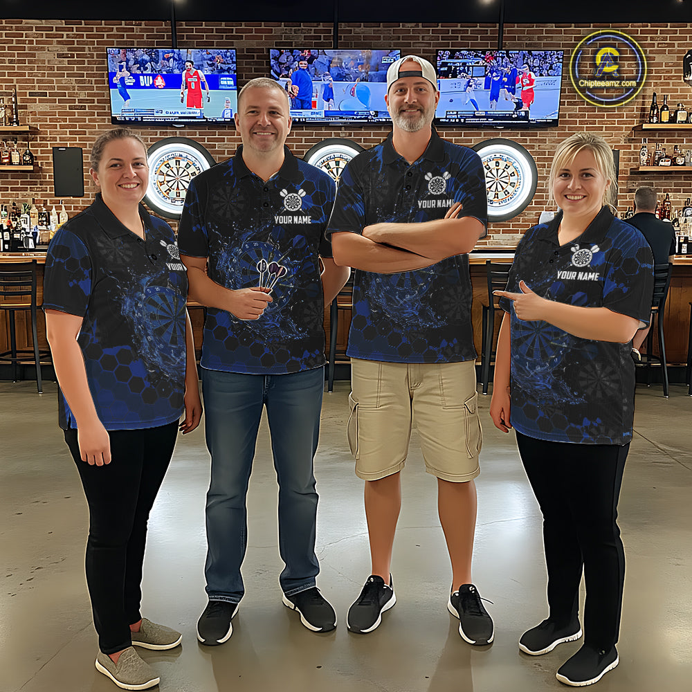 Watering Dartboard Darts Shirt For Women Custom Splatter Blue Hexagon Dart Team Jerseys NYN3117